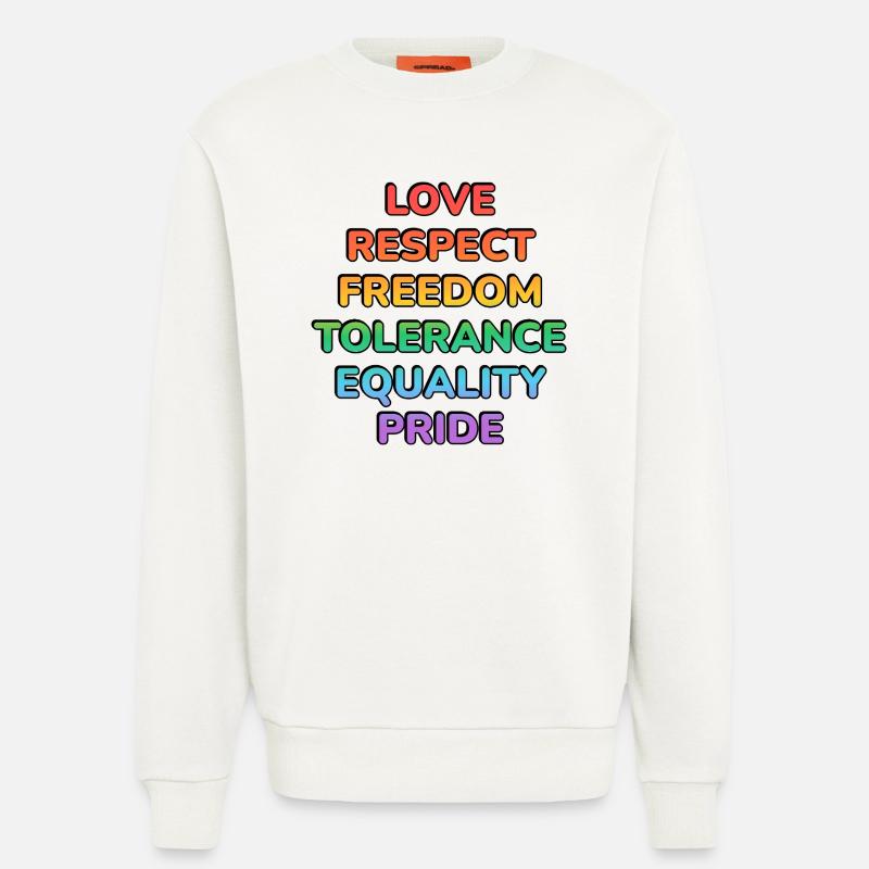 Pride Values Regenbogentext - Sweatshirt - made by SPREAD  - OFF WHITE