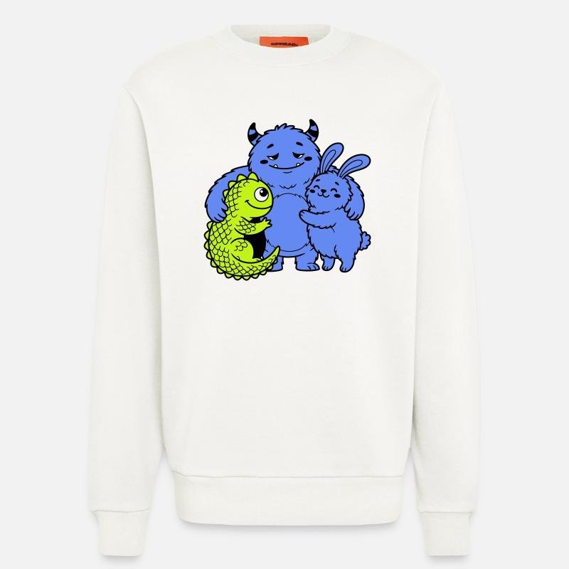 Monstres mignons - Sweat bio décontracté fabriqué en UE - OFF WHITE