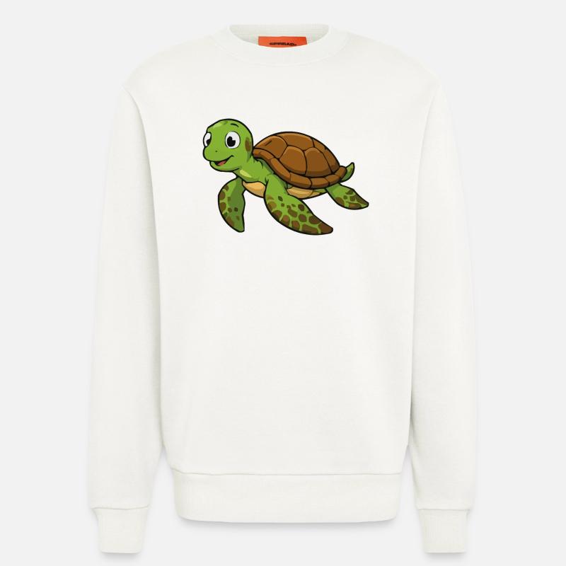 Cuddly turtle illustration - Sweatshirt - made by SPREAD - OFF WHITE