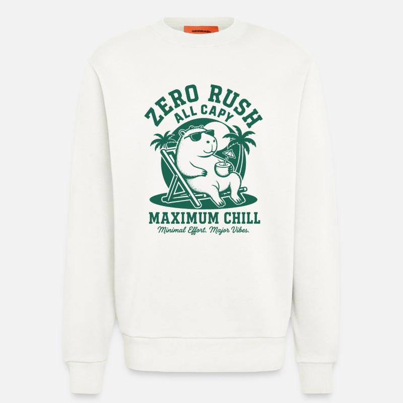 Zero Rush Capybara Chill - Sweat bio décontracté fabriqué en UE - OFF WHITE