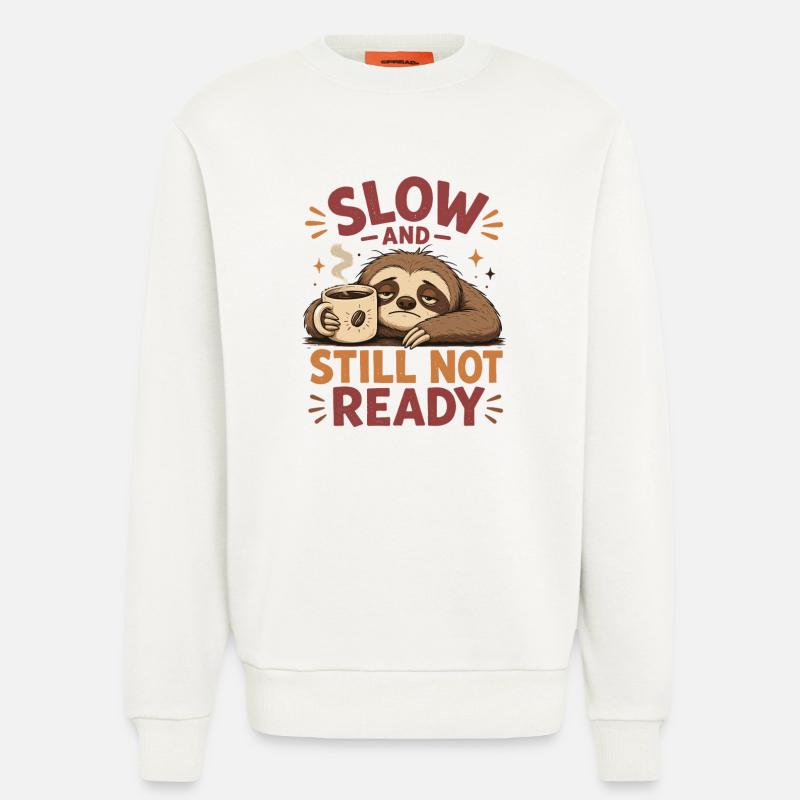 Chemise Sloth Coffee Lent, Pas Prête - Sweat bio décontracté fabriqué en UE - OFF WHITE