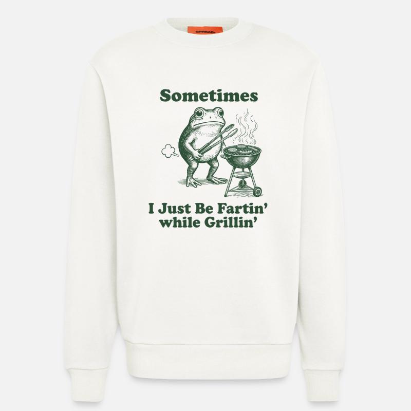 Frosch Grill : Plaisir à péter - Sweat bio décontracté fabriqué en UE - OFF WHITE