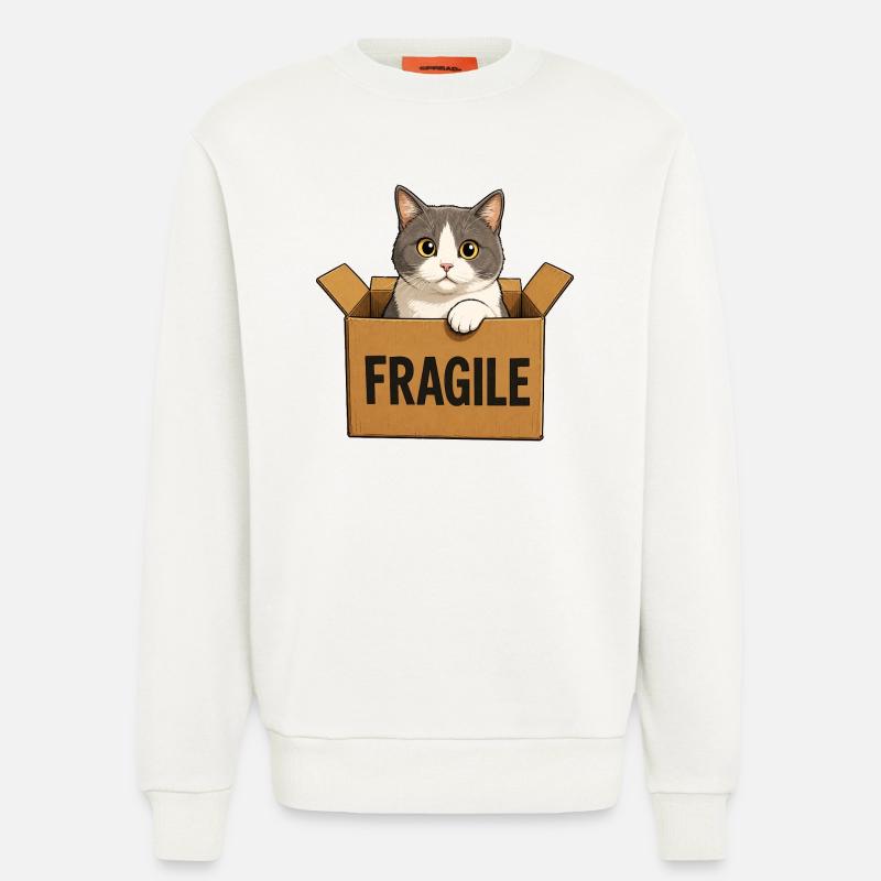 Katze im Karton - Sweatshirt - made by SPREAD  - OFF WHITE