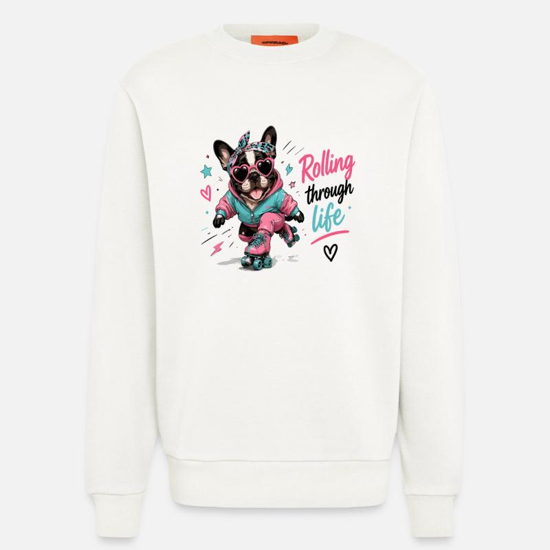 Rollender Hund – Lebensfreude - Sweatshirt - made by SPREAD  - OFF WHITE
