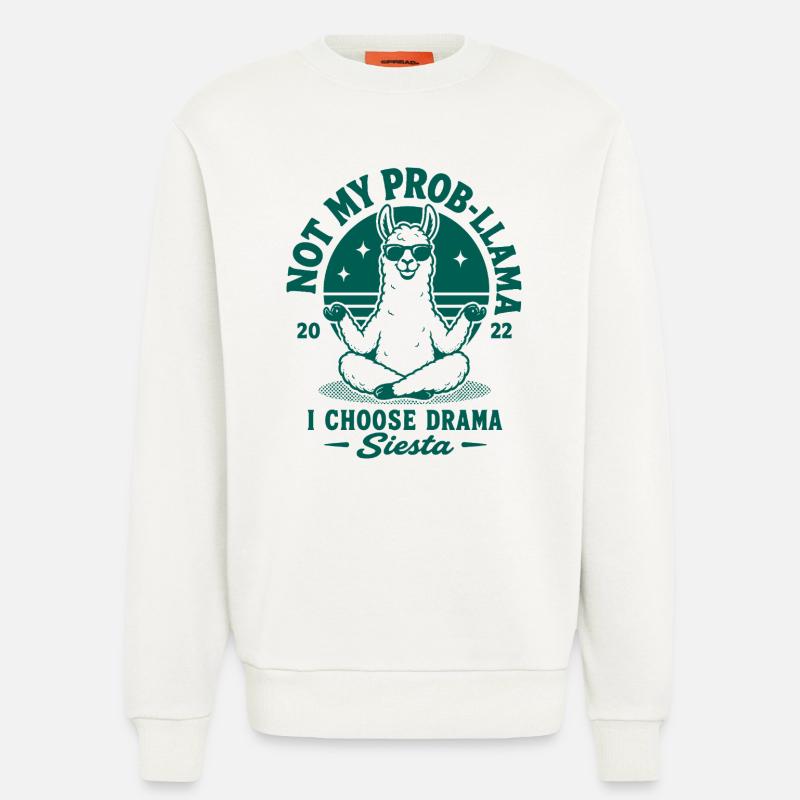 Pas ma sieste prob-llama - Sweat bio décontracté fabriqué en UE - OFF WHITE