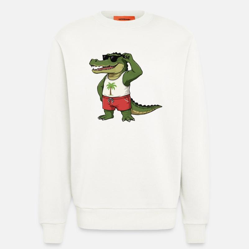 Krokodil Comic - Sweatshirt - made by SPREAD - OFF WHITE