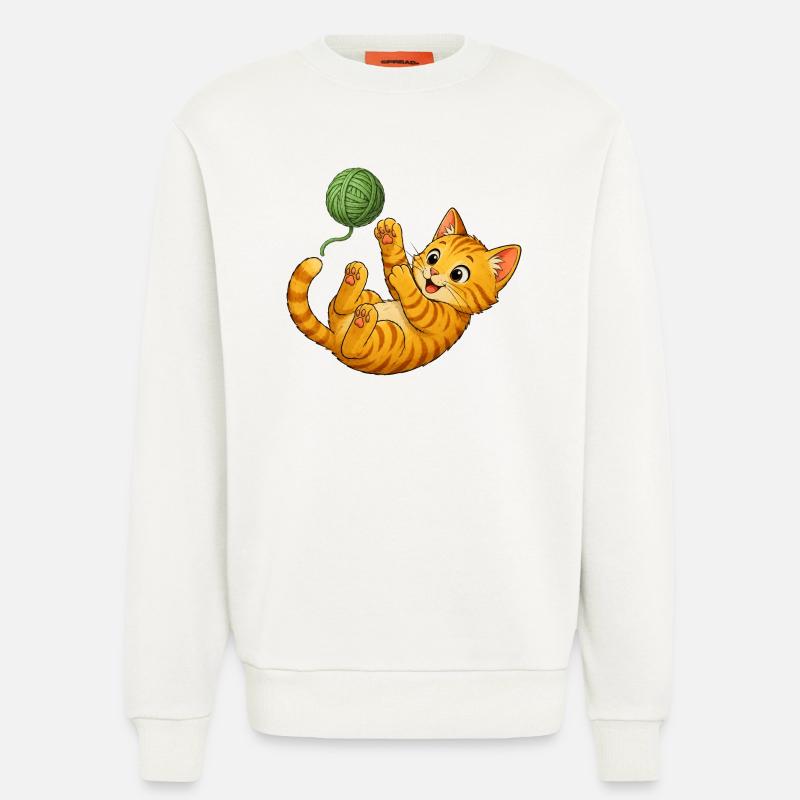 Kitten playing with wool - Sweatshirt - made by SPREAD  - OFF WHITE