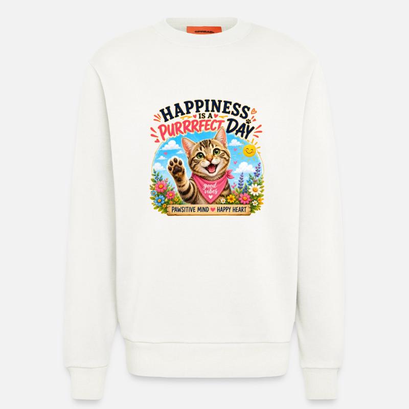 Journée de ronrons parfaite - Sweat bio décontracté fabriqué en UE - OFF WHITE