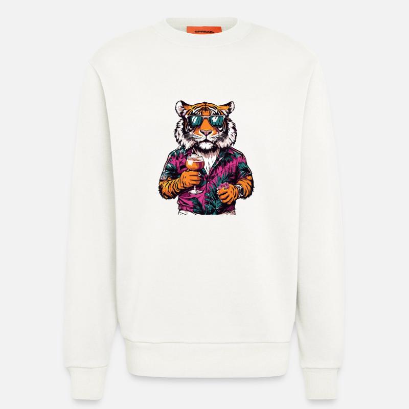 Tiger Comic Sommer - Sweatshirt - made by SPREAD  - OFF WHITE