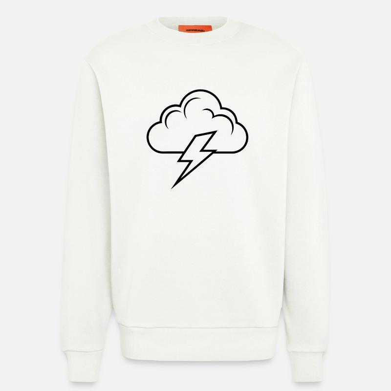 Nuage et Éclair - Sweat bio décontracté fabriqué en UE - OFF WHITE