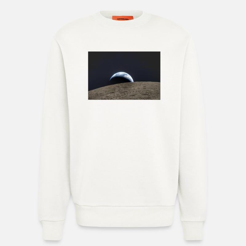 Earth over lunar surface - Sweatshirt - made by SPREAD  - OFF WHITE
