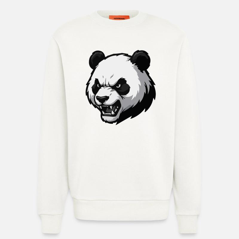 Imprimer vectoriel Angry Panda - Sweat bio décontracté fabriqué en UE - OFF WHITE