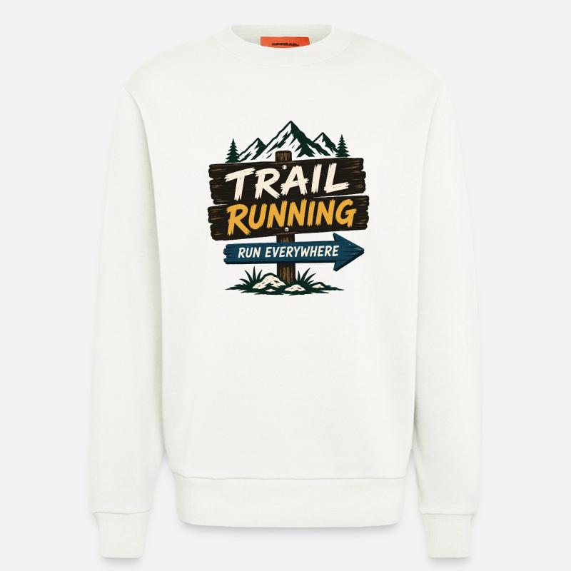 Course en sentier - Courez partout - Sweat bio décontracté fabriqué en UE - OFF WHITE