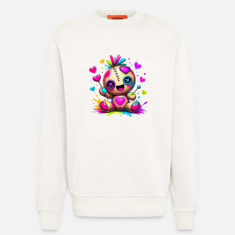 Patchwork-Kuscheltier mit Neonherzen - Sweatshirt - made by SPREAD - OFF WHITE