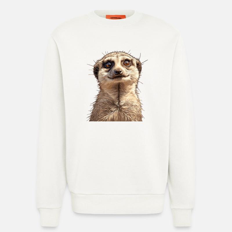Suricate Erdmännchen - Sweat bio décontracté fabriqué en UE - OFF WHITE