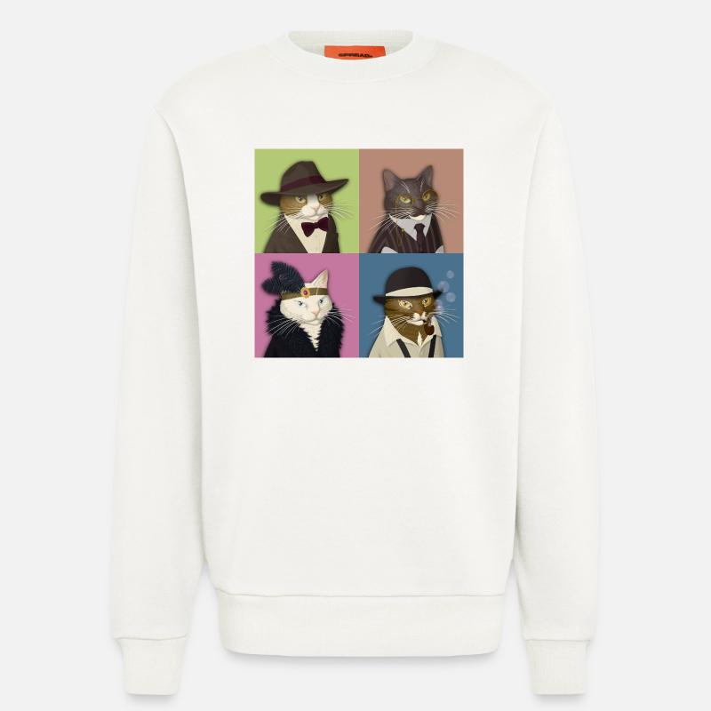 Dapper Cats Quartett - Sweatshirt - made by SPREAD  - OFF WHITE