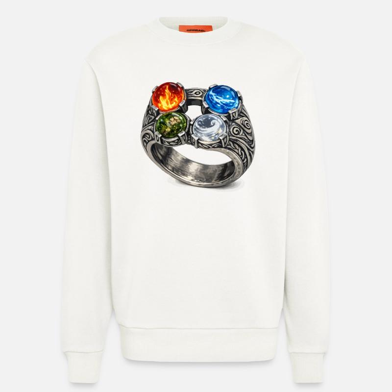 Vier-Elemente-Ring mit Edelsteinen - Sweatshirt - made by SPREAD  - OFF WHITE