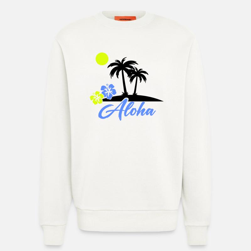 Aloha Hibiskus Neon Script - Sweatshirt - made by SPREAD - OFF WHITE