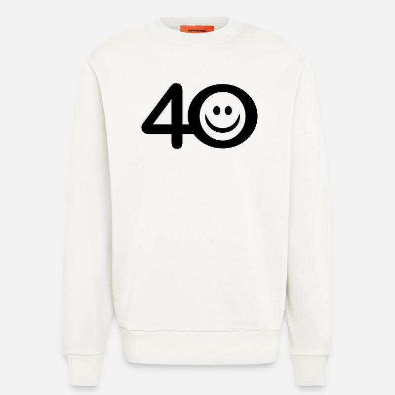 Zum Vierzigsten: 40 mit Lächel-Emoticon - Sweatshirt - made by SPREAD  - OFF WHITE