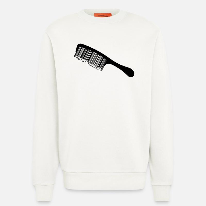 Illustrationskamm mit Barcode - Sweatshirt - made by SPREAD  - OFF WHITE