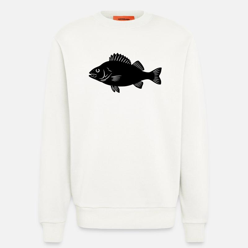 Flussbarsch Silhouette Angler Logo - Sweatshirt - made by SPREAD  - OFF WHITE