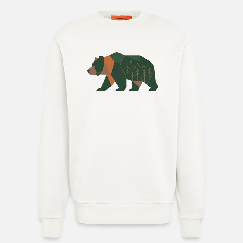 Geometric Forest Bear Moonlight - Sweatshirt - made by SPREAD  - OFF WHITE