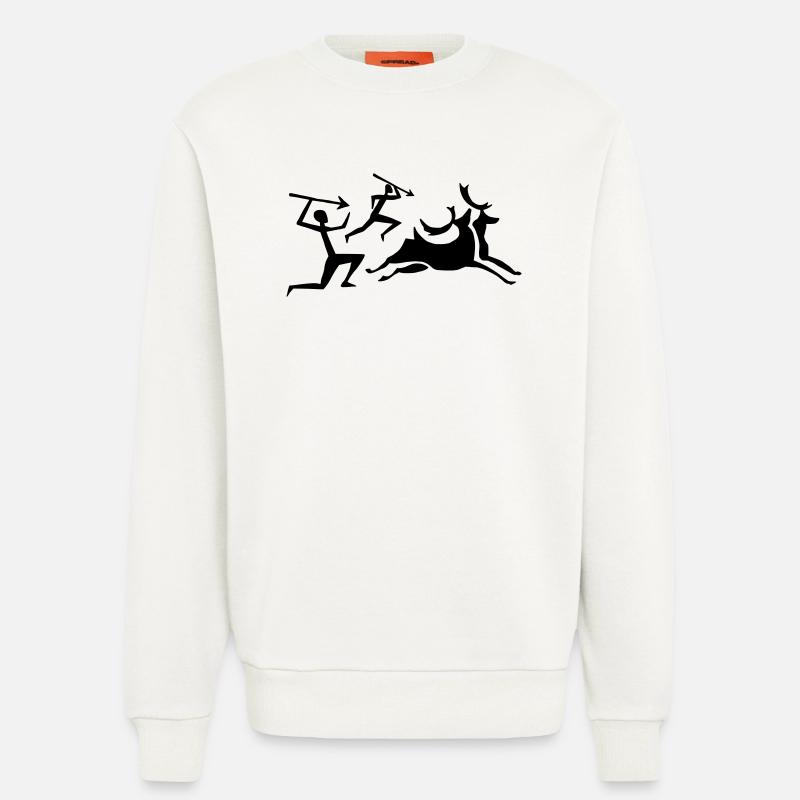 Höhlenmalerei Jäger - Sweatshirt - made by SPREAD  - OFF WHITE