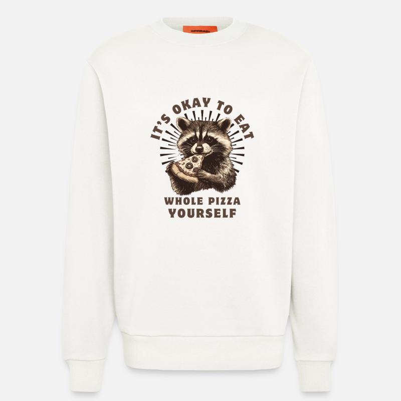 Waschbär isst Pizza - Sweatshirt - made by SPREAD  - OFF WHITE