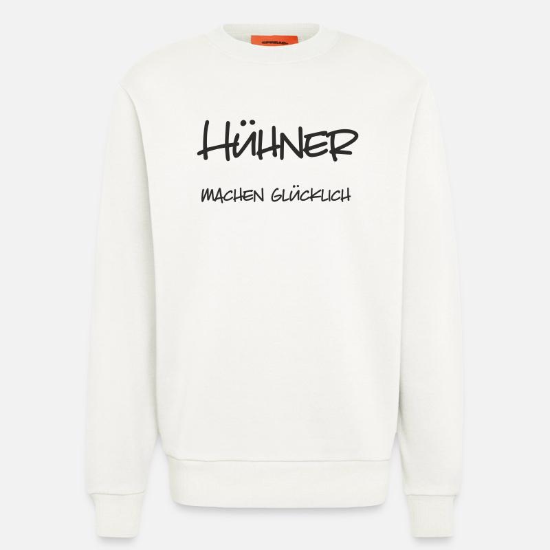 Hühner machen glücklich – Lustiges Textdesign - Sweatshirt - made by SPREAD  - OFF WHITE