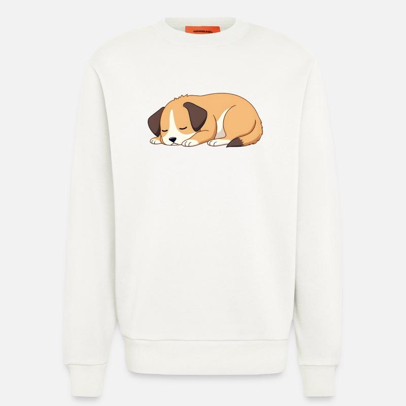 chien endormi - Sweat bio décontracté fabriqué en UE - OFF WHITE