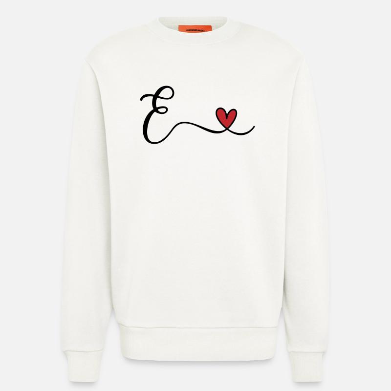 Monogramme de la lettre E - Sweat bio décontracté fabriqué en UE - OFF WHITE
