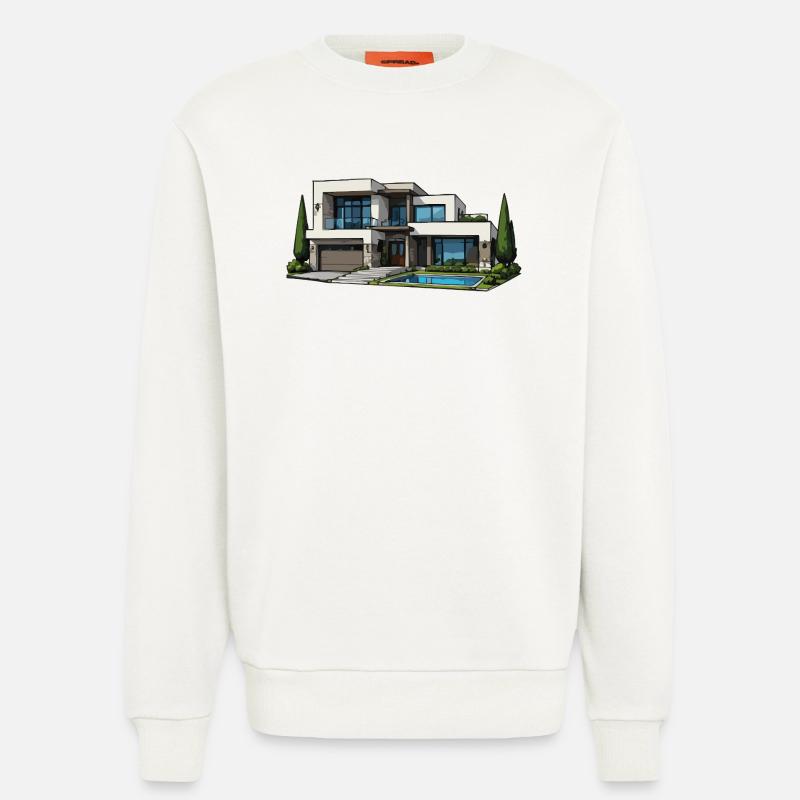 Moderne Villa mit Pool - Sweatshirt - made by SPREAD - OFF WHITE