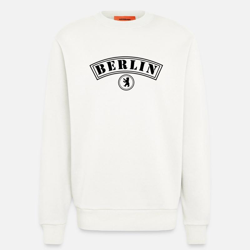 Berlin avec ours - Sweat bio décontracté fabriqué en UE - OFF WHITE
