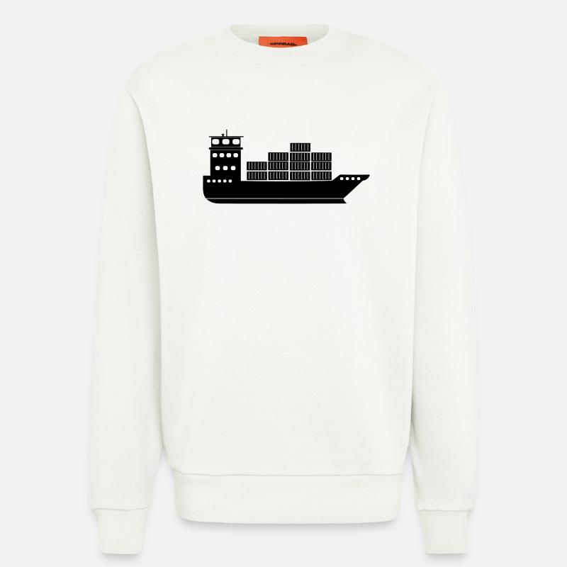 Seecontainerschiff oder Boot mit Containern - Sweatshirt - made by SPREAD  - OFF WHITE