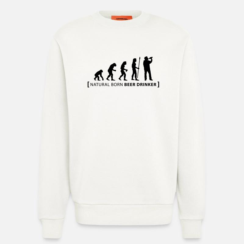 evolution_beer_drinker - Sweat bio décontracté fabriqué en UE - OFF WHITE