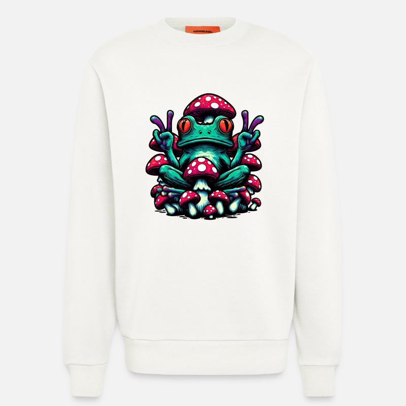 Frog with toadstool - Sweatshirt - made by SPREAD  - OFF WHITE
