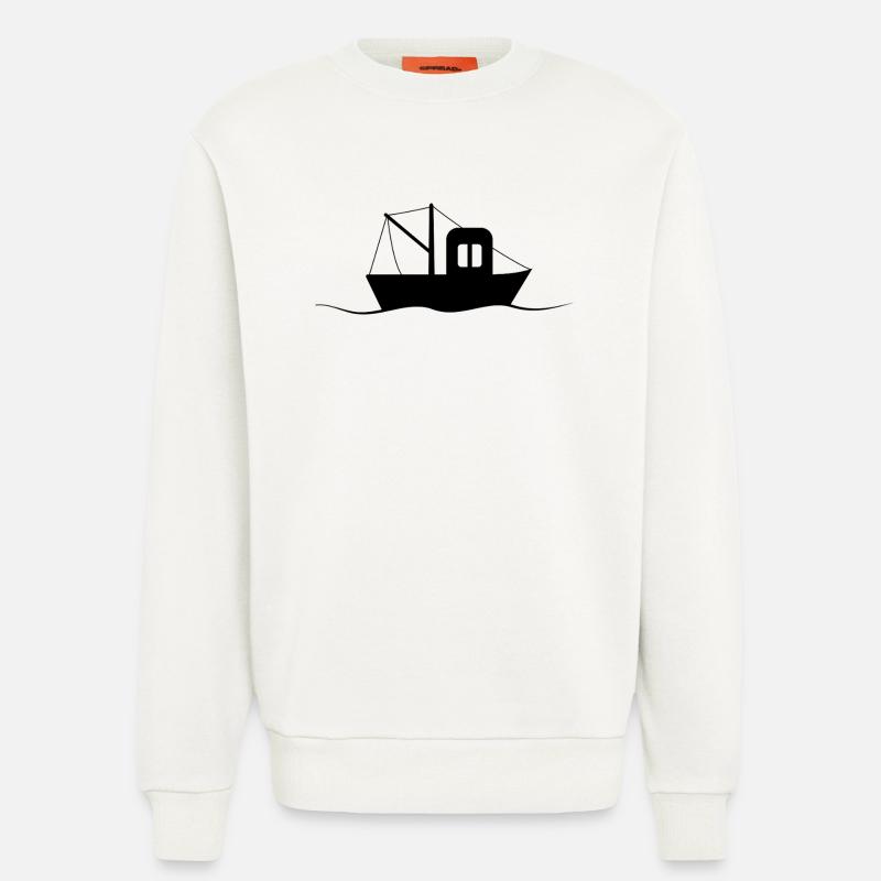 Fischkutter Silhouette, kleines Schiff - Sweatshirt - made by SPREAD  - OFF WHITE