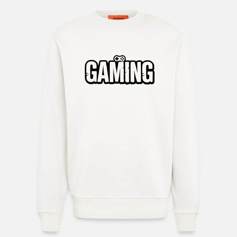 Gaming_Schrift_mit_Conroller - Sweatshirt - made by SPREAD  - OFF WHITE