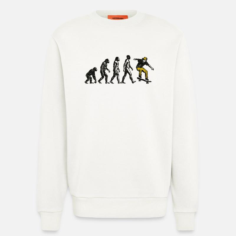 Evolution Skateboarder – Grunge Skate Design - Sweatshirt - made by SPREAD  - OFF WHITE