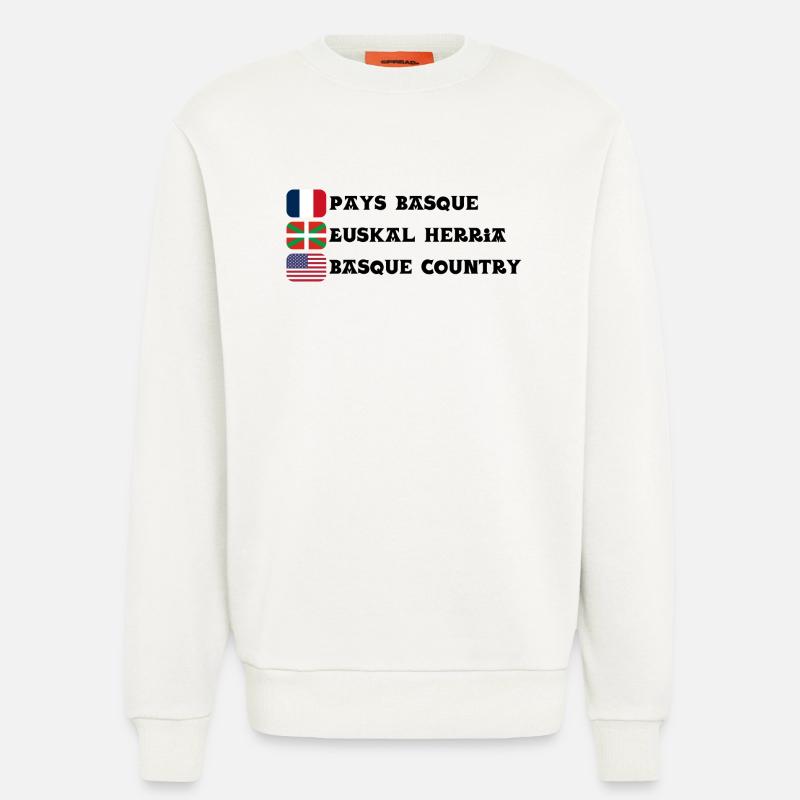 Pays Basque : drapeaux Français, Basque, Américain - Sweat bio décontracté fabriqué en UE - OFF WHITE