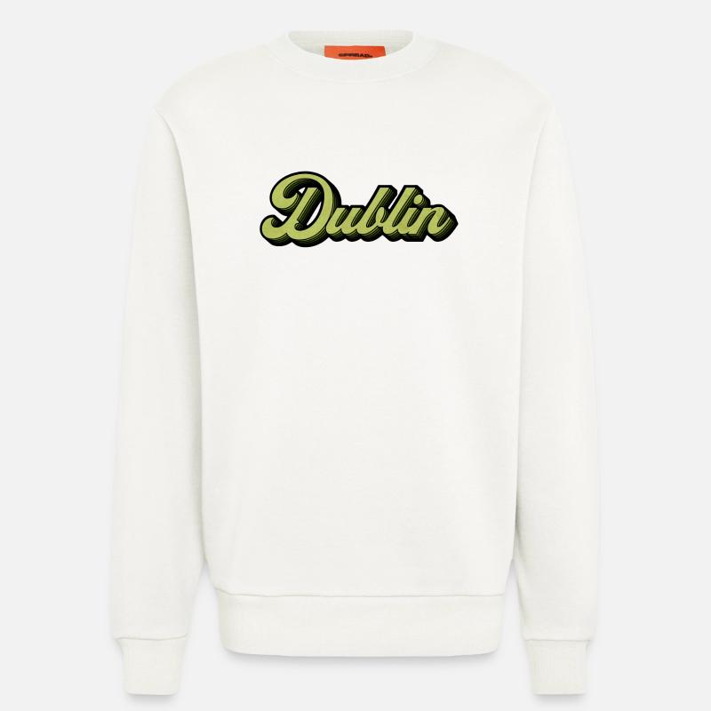 Dublin Retro Script in Lime - Sweat bio décontracté fabriqué en UE - OFF WHITE