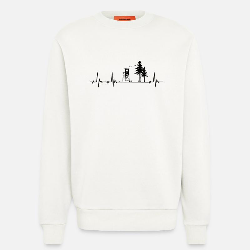 Jäger Herzschlag mit Hochsitz im Wald - Sweatshirt - made by SPREAD - OFF WHITE