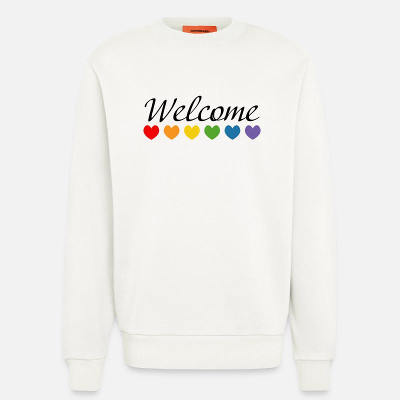 Regenbogenherzchen Welcome schwarz - Sweatshirt - made by SPREAD  - OFF WHITE