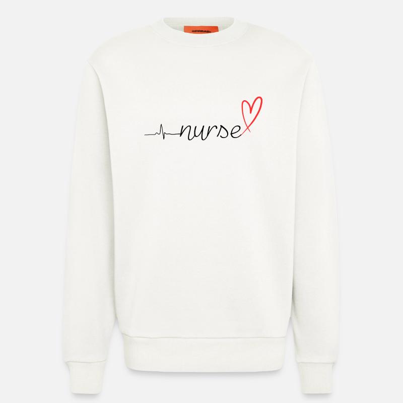 Nurse Heartbeat EKG Stethoscope Script Design - Sweatshirt - made by SPREAD  - OFF WHITE