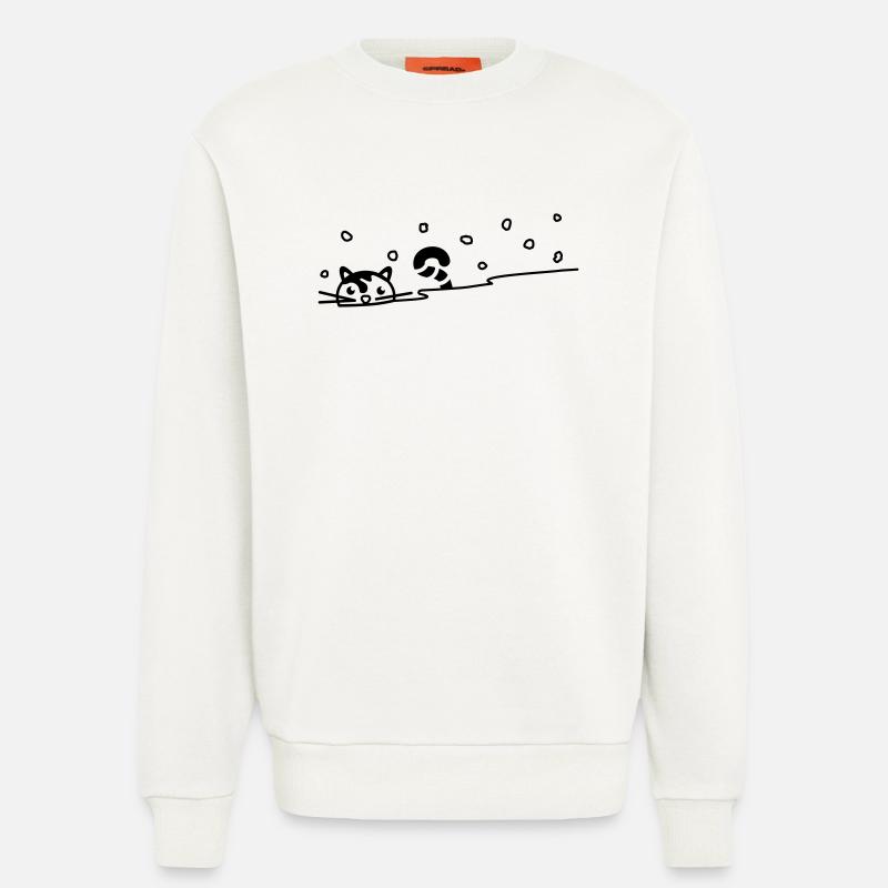 Chat mignon dans la neige - Sweat bio décontracté fabriqué en UE - OFF WHITE