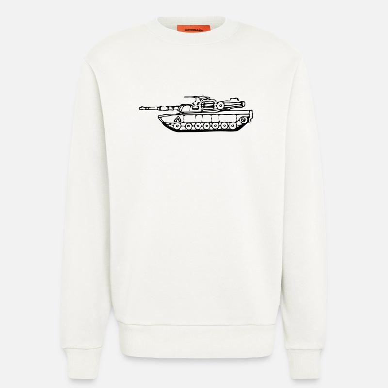 gezeichneter M1 Abrams Panzer - Sweatshirt - made by SPREAD  - OFF WHITE