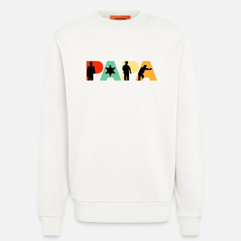 Papa Sheriff Polizeibeamter Polizeigeschenk - Sweatshirt - made by SPREAD  - OFF WHITE