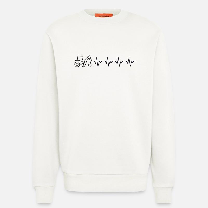 Bagger Baggern Baggerfahrer EKG Herzschlag - Sweatshirt - made by SPREAD  - OFF WHITE