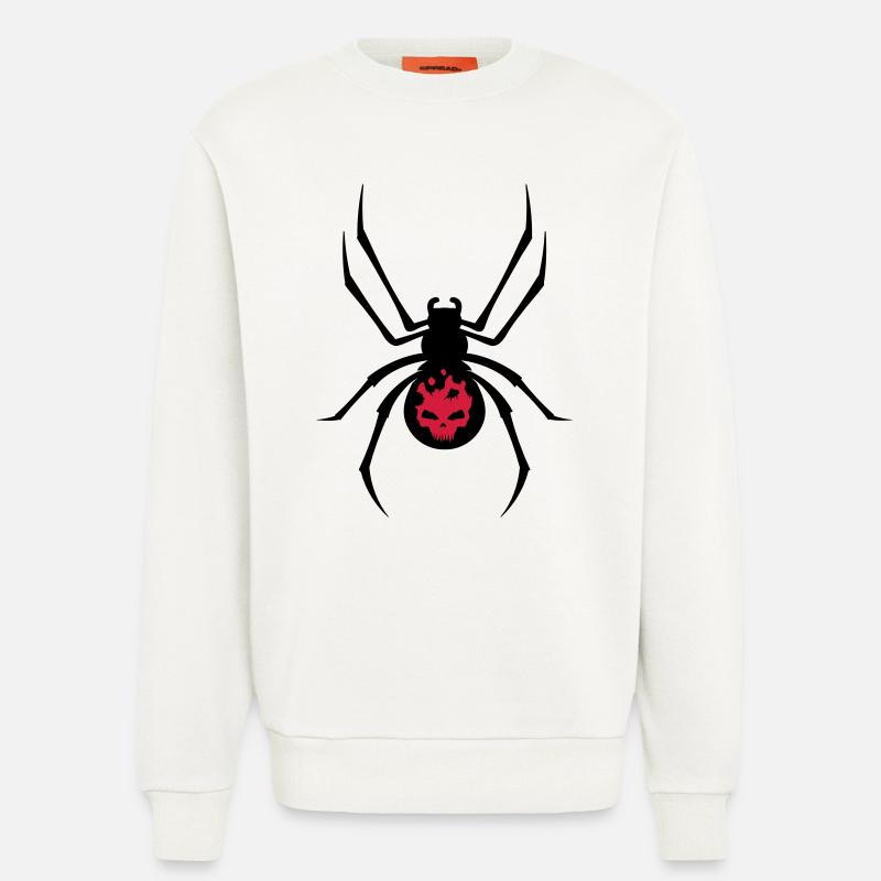 Schwarze Spinne mit Skull Muster - Sweatshirt - made by SPREAD  - OFF WHITE
