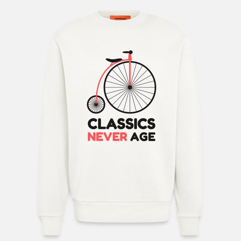 Classics Never Age Penny-Farthing Retro-Radfahren - Sweatshirt - made by SPREAD  - OFF WHITE